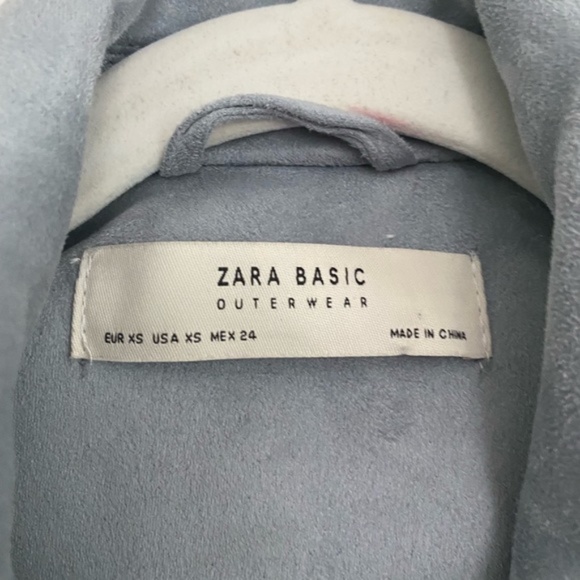 Zara Suede Moto Jacket in Pale Blue - Picture 2 of 3